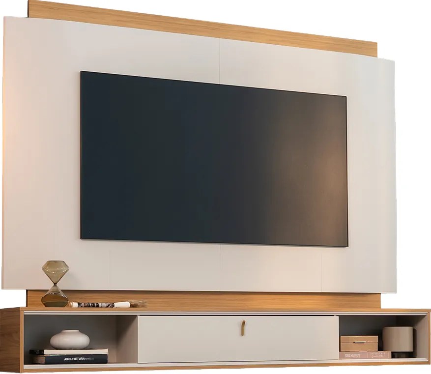 Painel Decorativo Home MDP TV até 75 Polegadas com LED Hogan Tauari/Off White G77 - Gran Belo