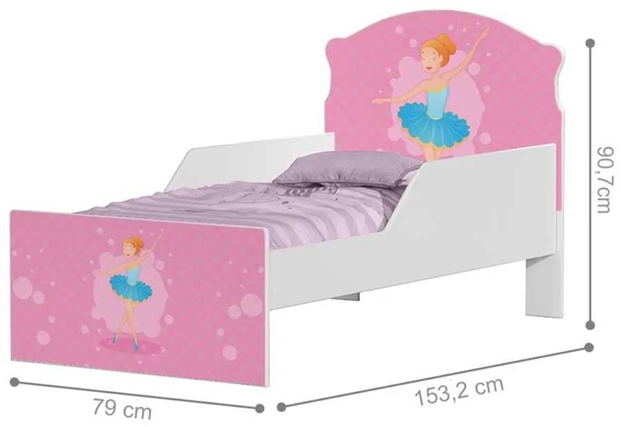 Mini Cama Infantil 153,2x79cm com Proteção Lateral Personagens K02 - D'Rossi - BAILARINA CLÁSSICA