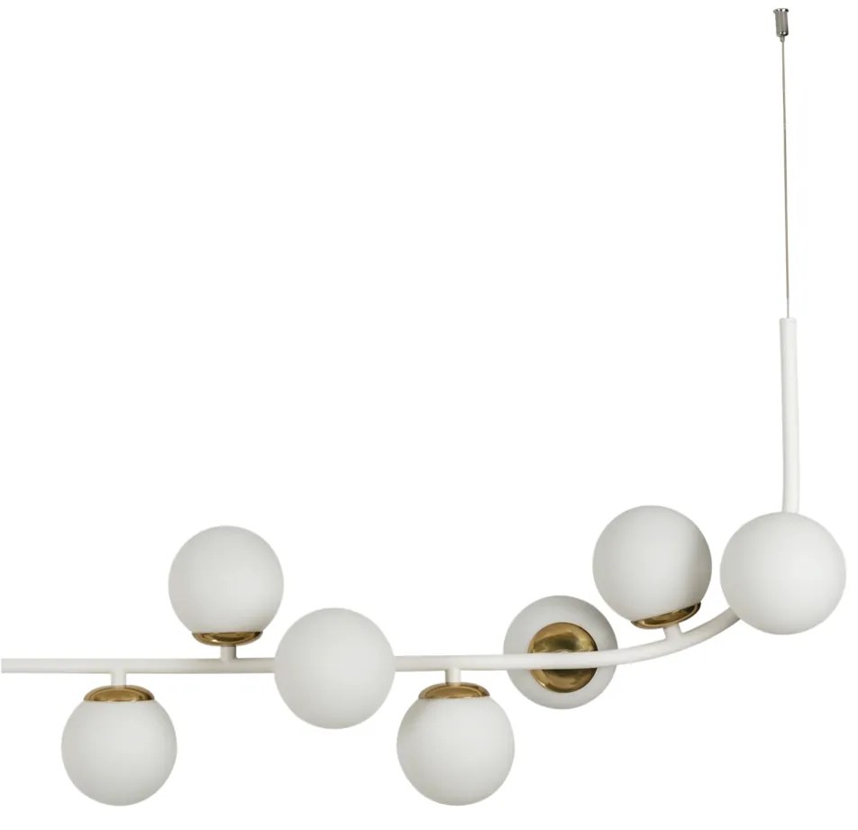 Pendente Astral 45X159X30Cm 8Xg9 Globo Ø12Cm - Usina 16941/8 (BT - Branco Texturizado, FOSCO)