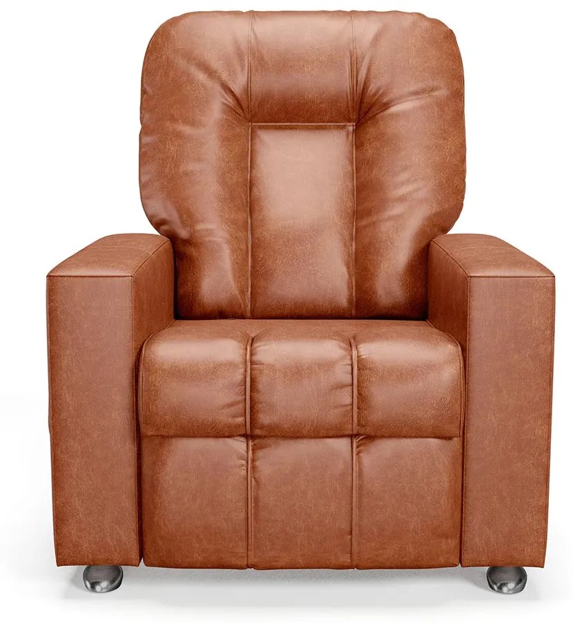 Poltrona do Papai Reclinável Sala de Cinema Pequim Manual PU Camel G23 - Gran Belo