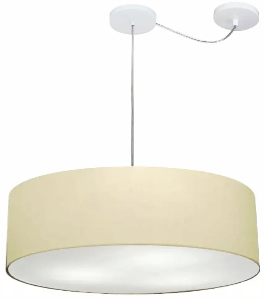 Lustre Pendente Cilíndrico Com Desvio Md-4265 Cúpula em Tecido 60x15cm Algodão Crú - Bivolt