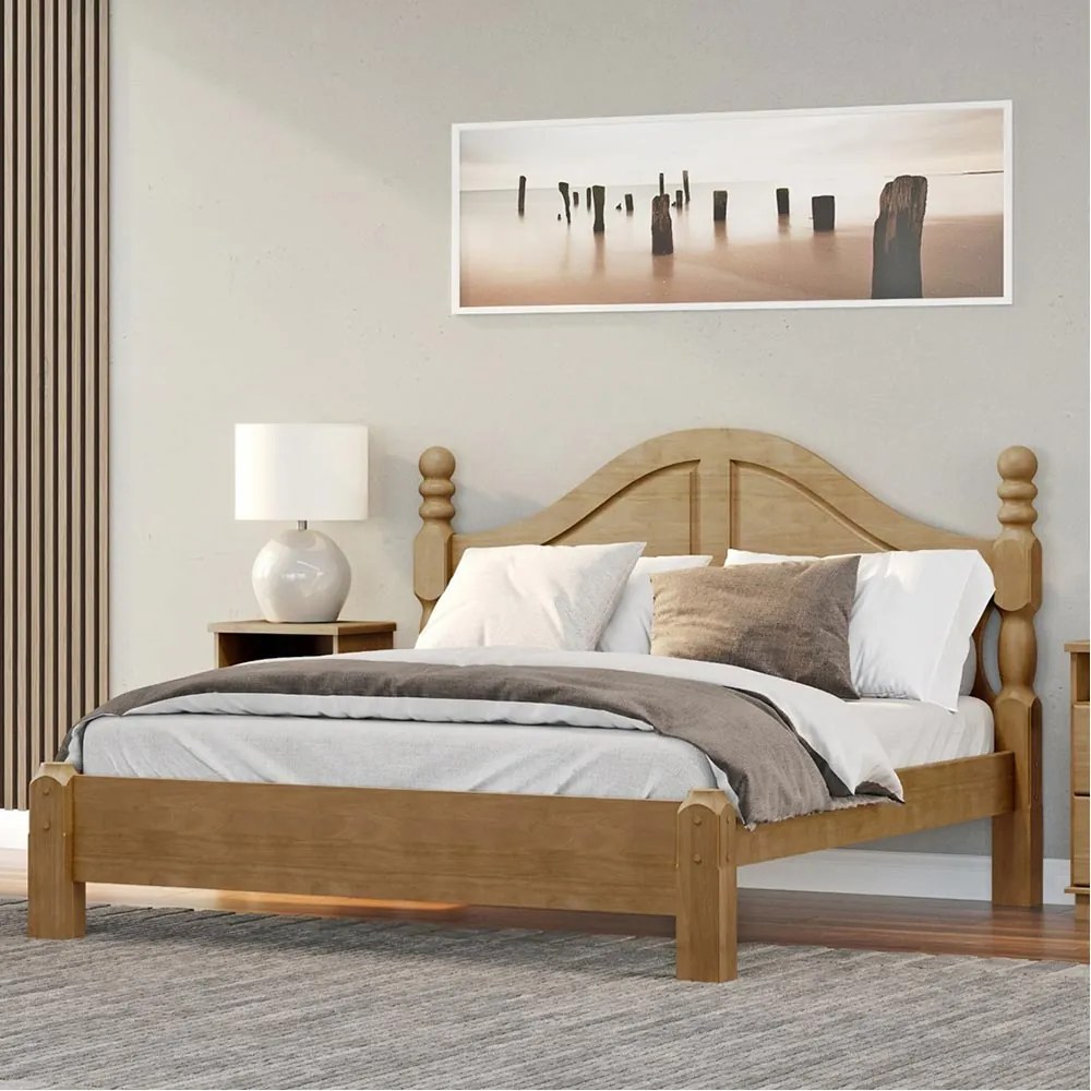 Cama de Casal Queen Size Madeira Maciça Naipe Freijó G74 - Gran Belo