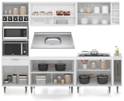 Armário de Cozinha CP07 Com Pia 100cm Pérola Z34 Branco - Mpozenat