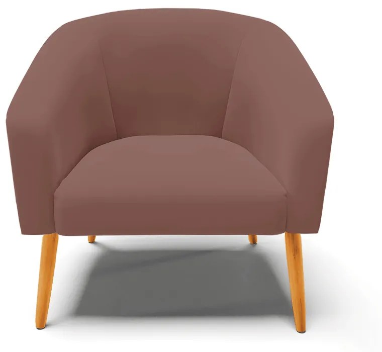 Poltrona Decorativa Pé Palito Castanho Stella Veludo D03 - D'Rossi - Rose