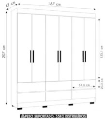 Guarda Roupa Casal 187cm 6 Portas Vilo Cinamomo/Grafite A15 - Mpozenat