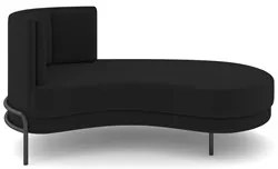 Chaise Longue Divã 164cm Braço Esquerdo Logus D06 Veludo Preto - Mpoze