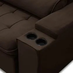 Sofá Retrátil Reclinável 3 Lugares 210cm Ginevra F05 Veludo Marrom - M