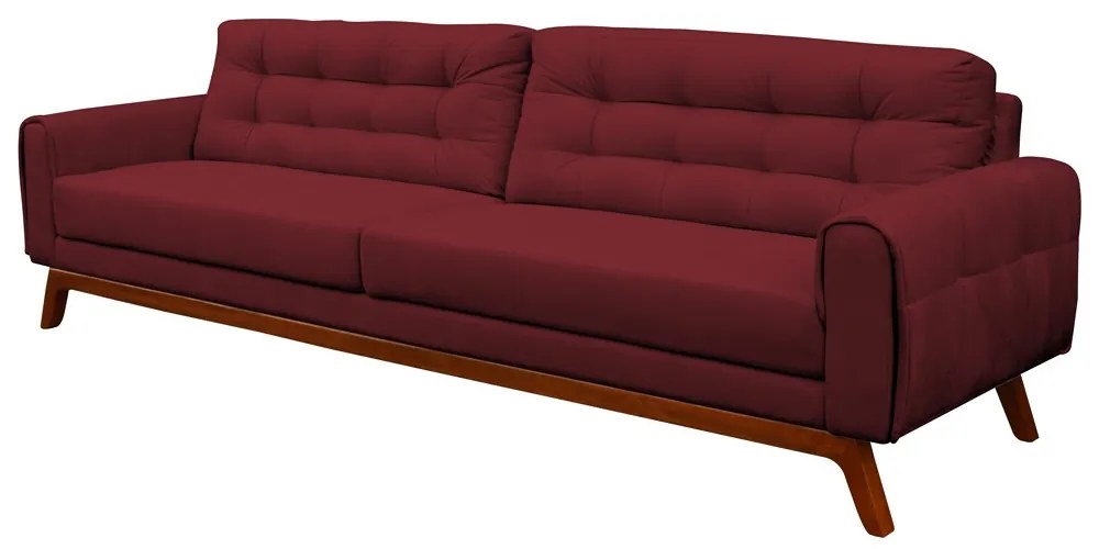 Sofá 4 Lugares Sala de Estar Eros 260 cm Veludo Vinho Base Fixa G15 - Gran Belo