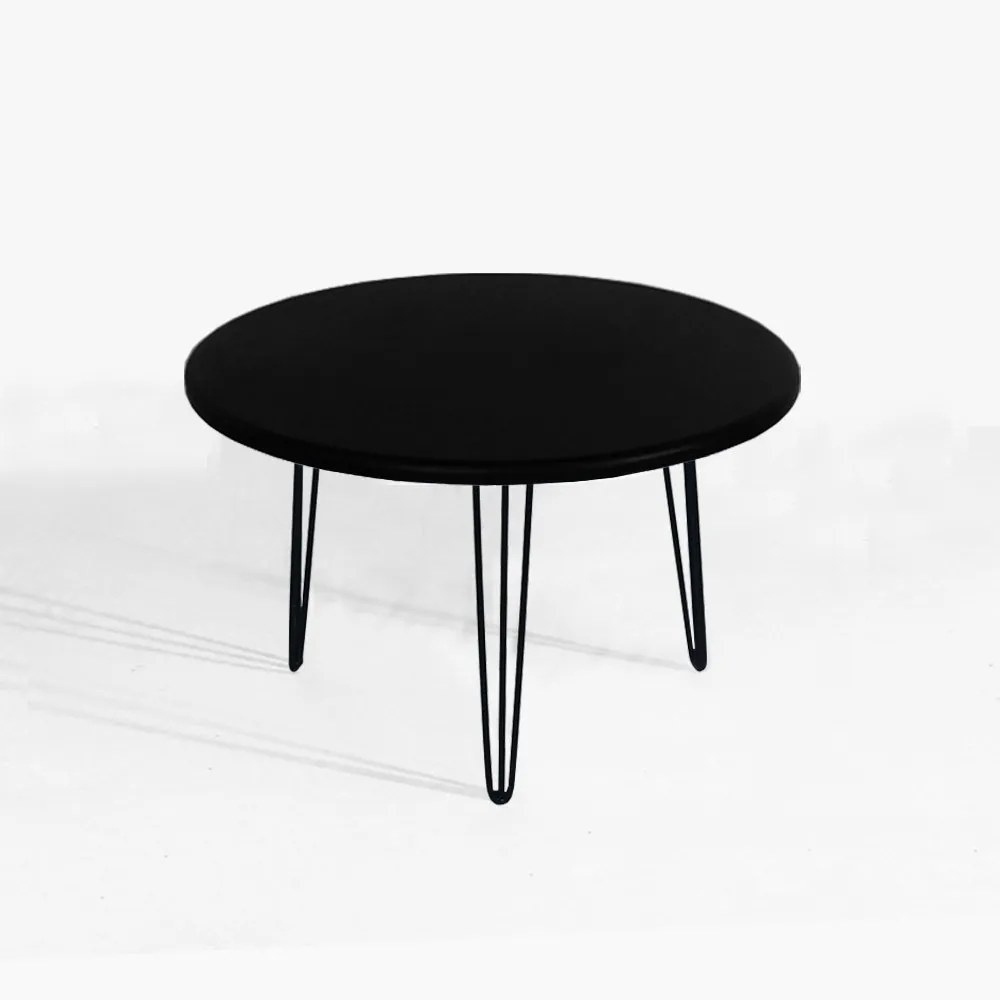 Mesa de Centro Decorativa Sandy Pés Hairpin Legs Preto Tampo Preto