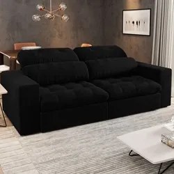 Sofá Retrátil e Reclinável 3 Lugares 200cm Viena A12 Suede Preto - Mpo