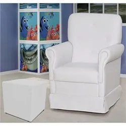 Poltrona de Amamentação Balanço e Puff Suzí Sintético Branco - Phoenix