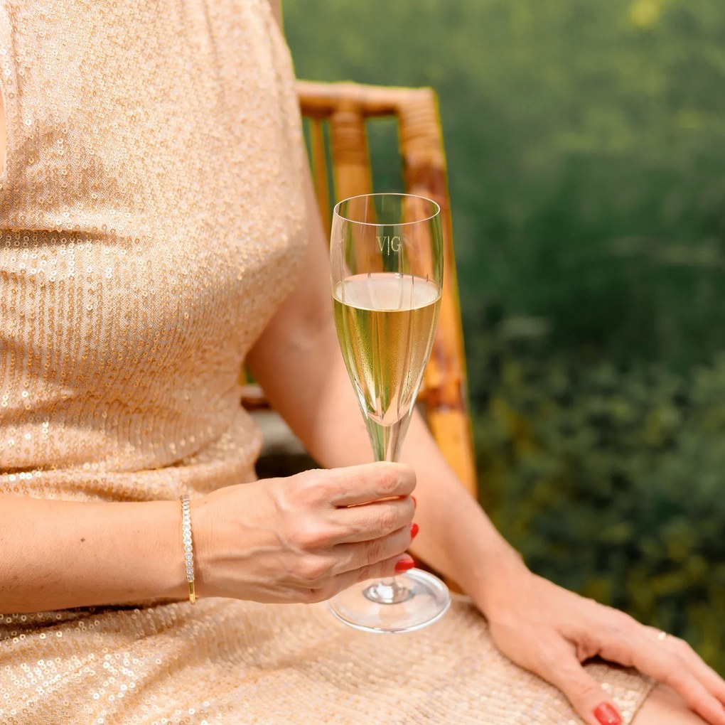 Taça de Cristal Lapidada Cosi P/ Champagne Mozart 200 ml Incolor