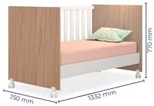 Berço que Vira Mini Cama Certificado pelo Inmetro Doce Sonho com Rodiz