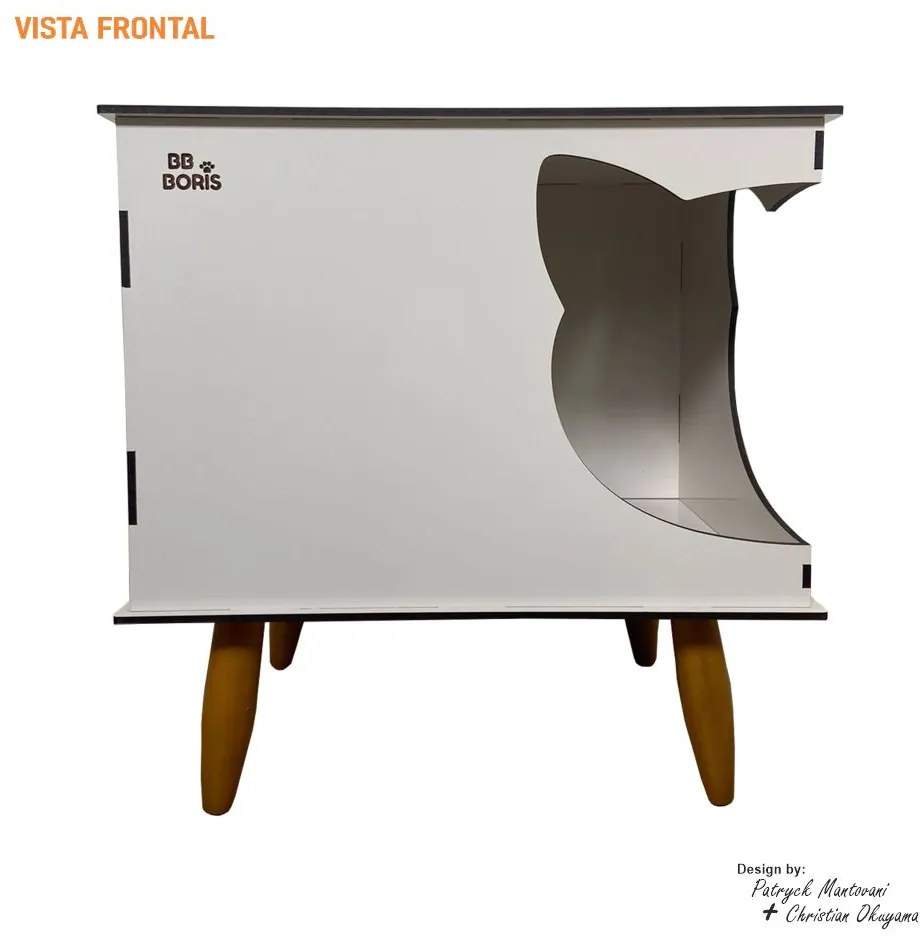 Casinha de Gato Cat Line B900 Pés Palito Bege - Sheep Estofados - Bege