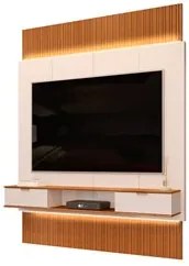 Painel Para TV 75 Pol Canelado Extensível Piso ao Teto D04 Off White/F