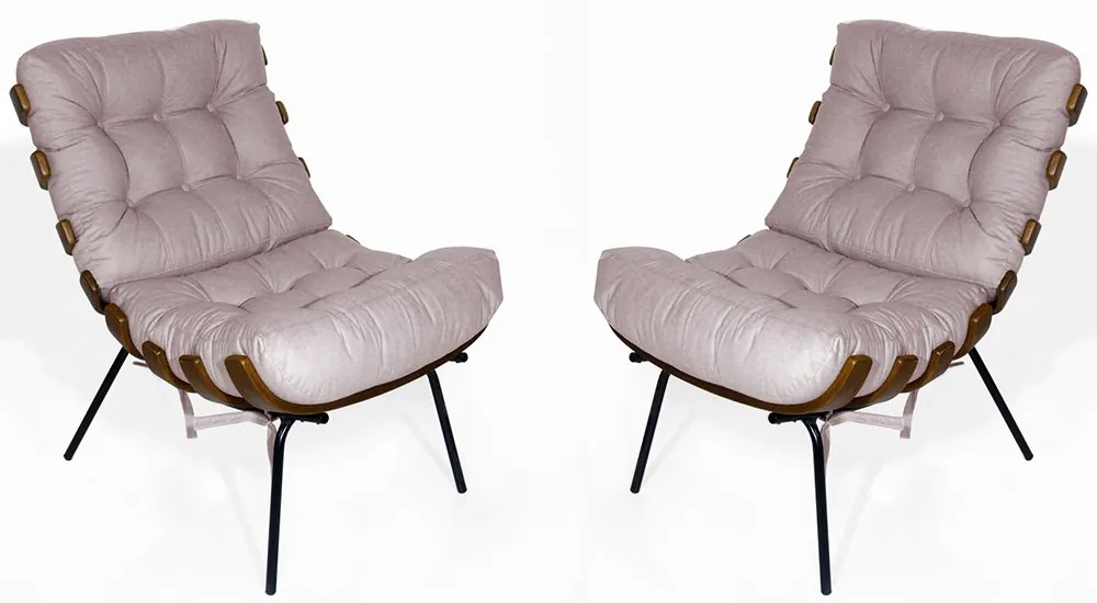 Kit 2 Poltrona Decorativa Costela Suede Crepe