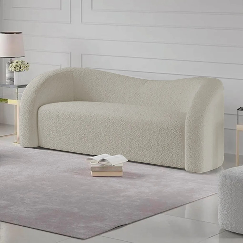 Sofá Curvo 3 Lugares Orgânico Sala Recepção Escritório Coréia 180cm Linho