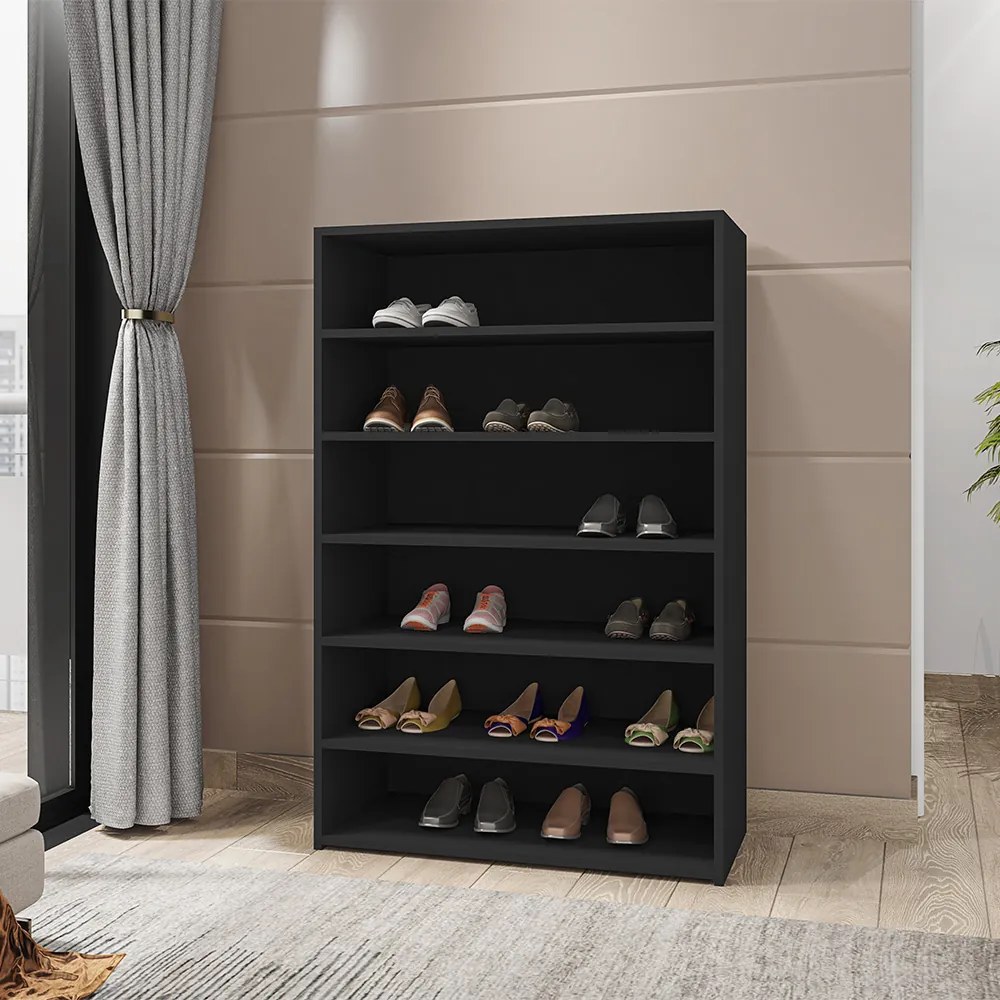 Sapateira Vertical 18 Pares 72cm Closet Organizador Melice Preto A01 - D'Rossi