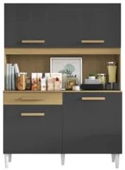 Armário de Cozinha Compacta 121cm Lyan Atacama/Grafite A15 - Mpozenato