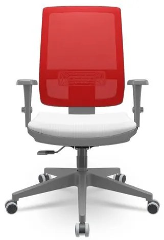 Cadeira Brizza Diretor Grafite Tela Vermelha Assento Aero Branco Base RelaxPlax Piramidal - 66408 Sun House