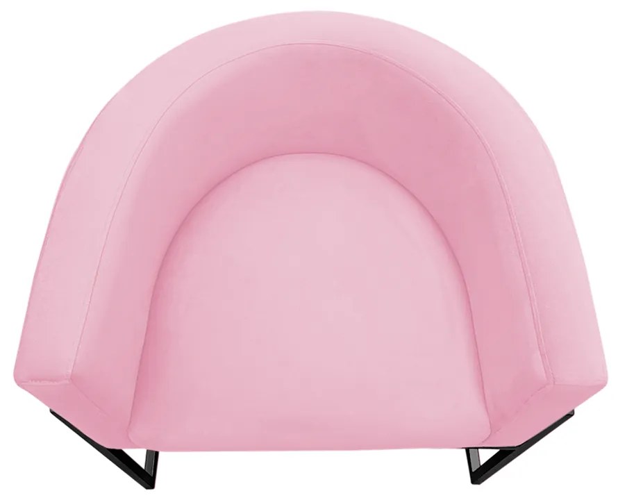 Poltrona Decorativa Base Metal Preta Luna Veludo Rosa - Sheep Estofados - Veludo Rosa