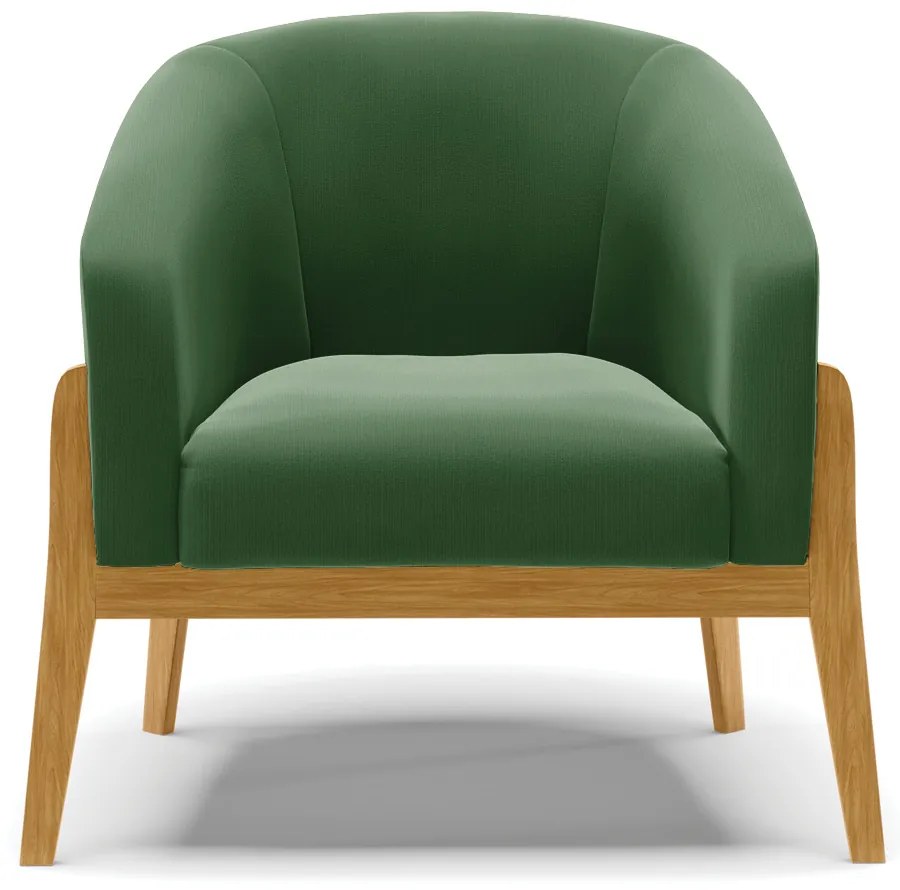 Poltrona Decorativa Base de Madeira Stella Suede Verde D03 - D'Rossi