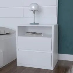 Mesa de Cabeceira 2 Gavetas 1 Nicho Blank F04 Branco - Mpozenato