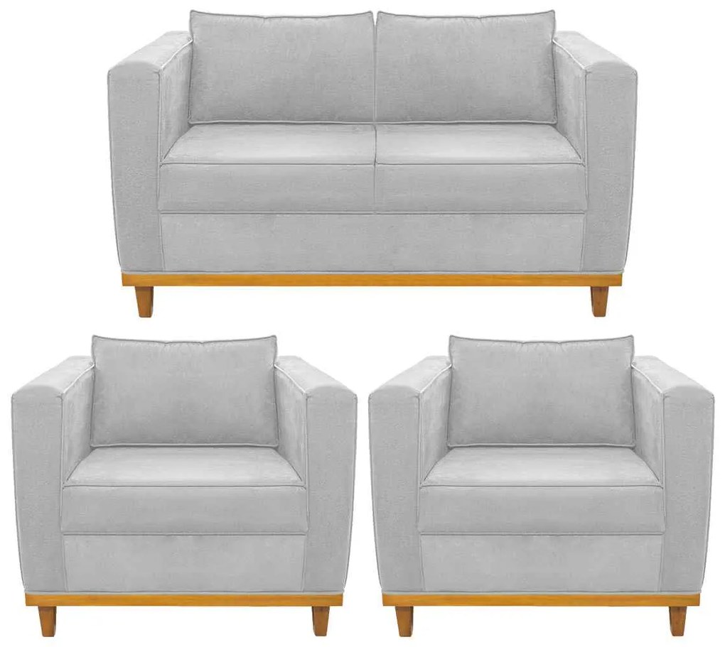 Kit Sofá 2 Lugares e 2 Poltronas Europa Corano Branco ADJ Decor