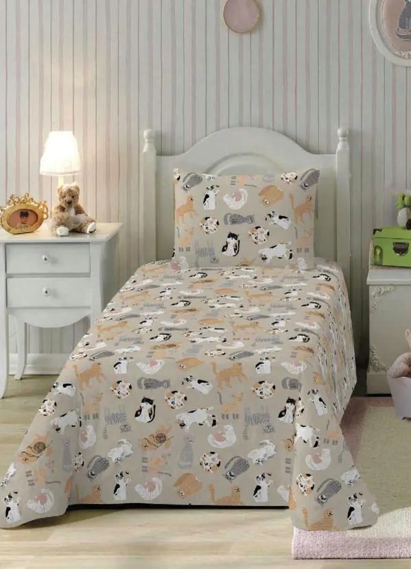 Jogo de Cama Gatos Solteiro 2 Peças
