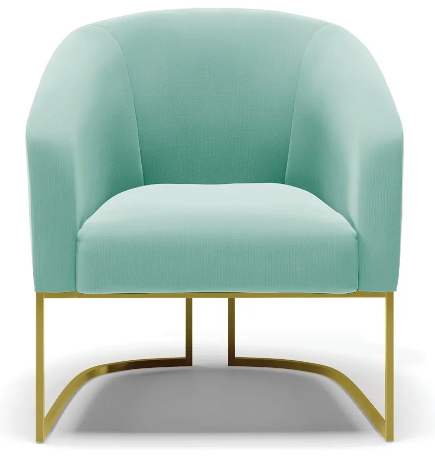 Poltrona Decorativa Industrial Dourado kit 2 Stella Suede D03 - D'Rossi - Azul Turquesa