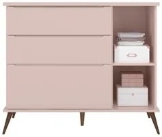 Cômoda Infantil 1 Porta 3 Gavetas 100% MDF Pés Retrô Melinda Rosê - Ph