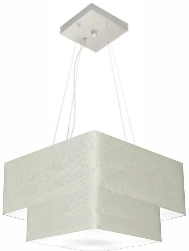 Lustre Pendente Duplo Quadrado Vivare Md-4157 Cúpula em Tecido 40x35cm Rustico Cinza - Bivolt