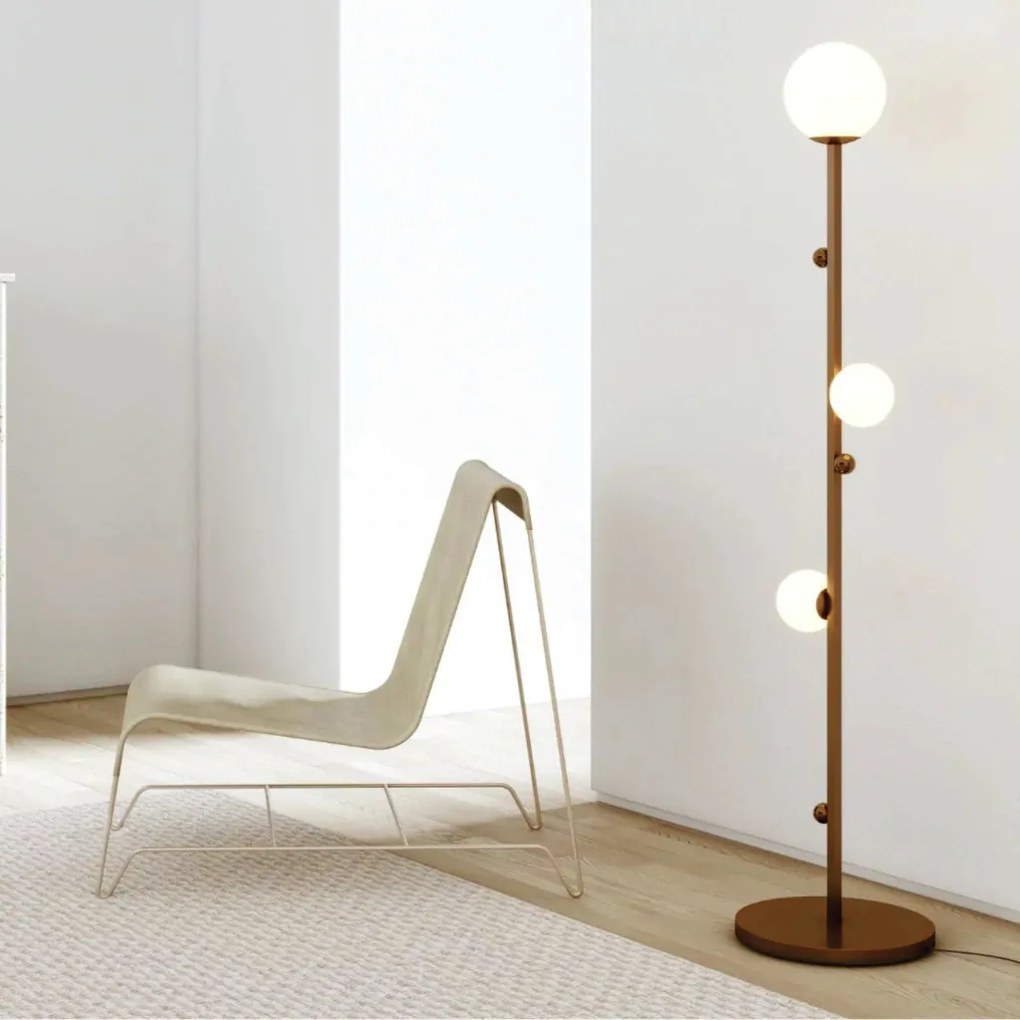 Luminária De Chão Graça 16X78X16Cm 03Xg9 Globo 12Cm - Usina 90031/3 (FN-F - Fendi Fosco, Branco (Fosco))