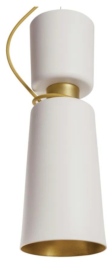 Pendente Cacharrel Ø12,5X38Cm 1Xe27 | Usina 16716/12 (DR-V / CP-M - Dourado Fosco / Champanhe Metálico)
