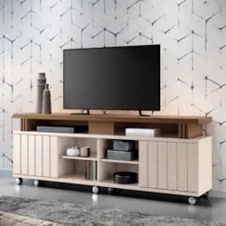Rack Bancada de TV 70 Pol 180cm Briz H01 Castanho/Off White - Mpozenat