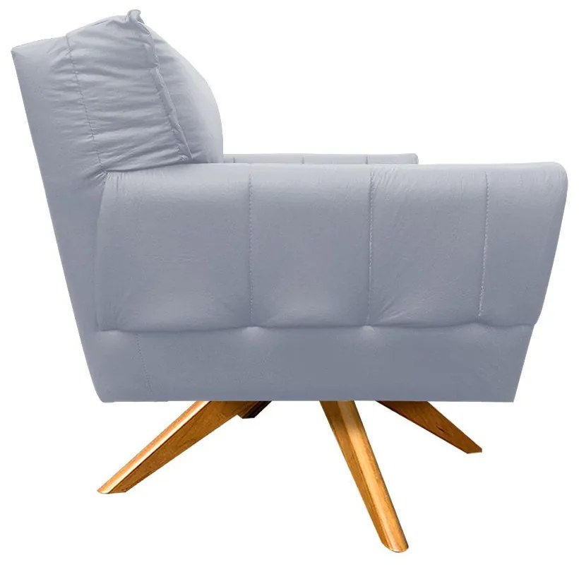 Poltrona Giratória Anitta Corino Base Madeira MA30 D03 - D'Rossi - Cinza