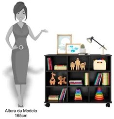 Kit 2 Nichos Organizadores 6 Gavetas com Rodízios Preto/Branco - Qmovi