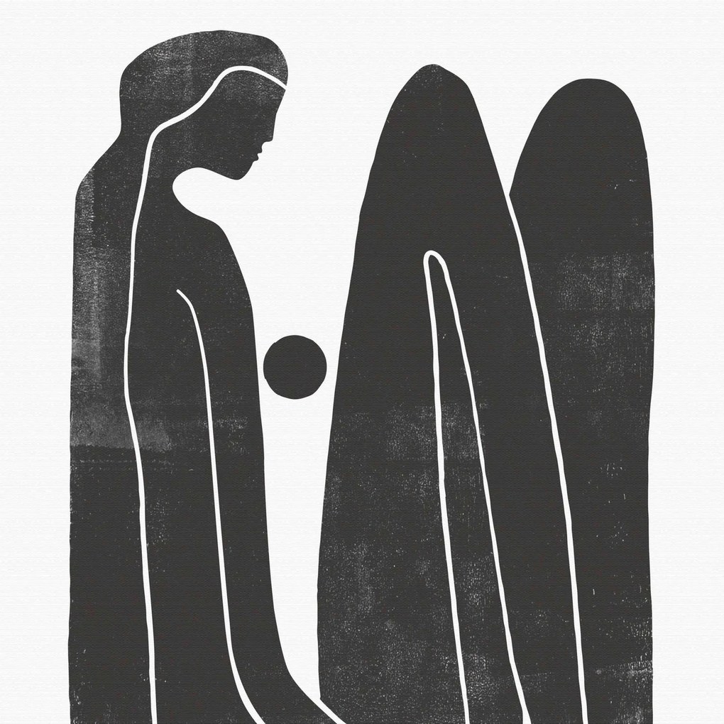 Quadro Decorativo em Canvas Desenho Preto Mulher Sentada 100x80 cm - D'Rossi