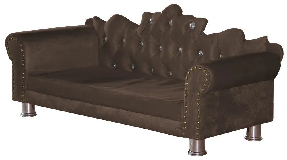 Mini Divã Sofá Realeza Cama Pet para Cães ou Gatos Elegante Suede Marrom