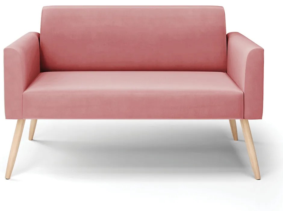 Sofá Namoradeira Pés Palito Natural Marisa Suede D03 - D'Rossi - Rose