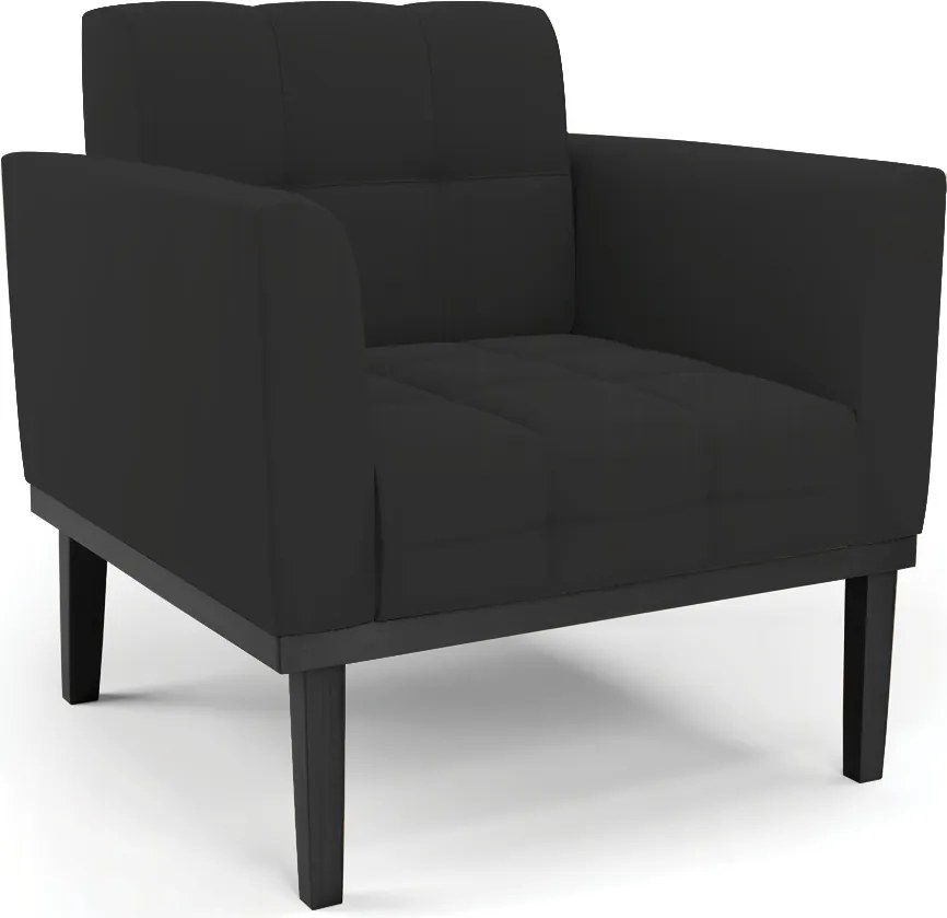 Poltrona Decorativa Karen Pés Fixo em Madeira Preto Veludo Preto G19 - Gran Belo