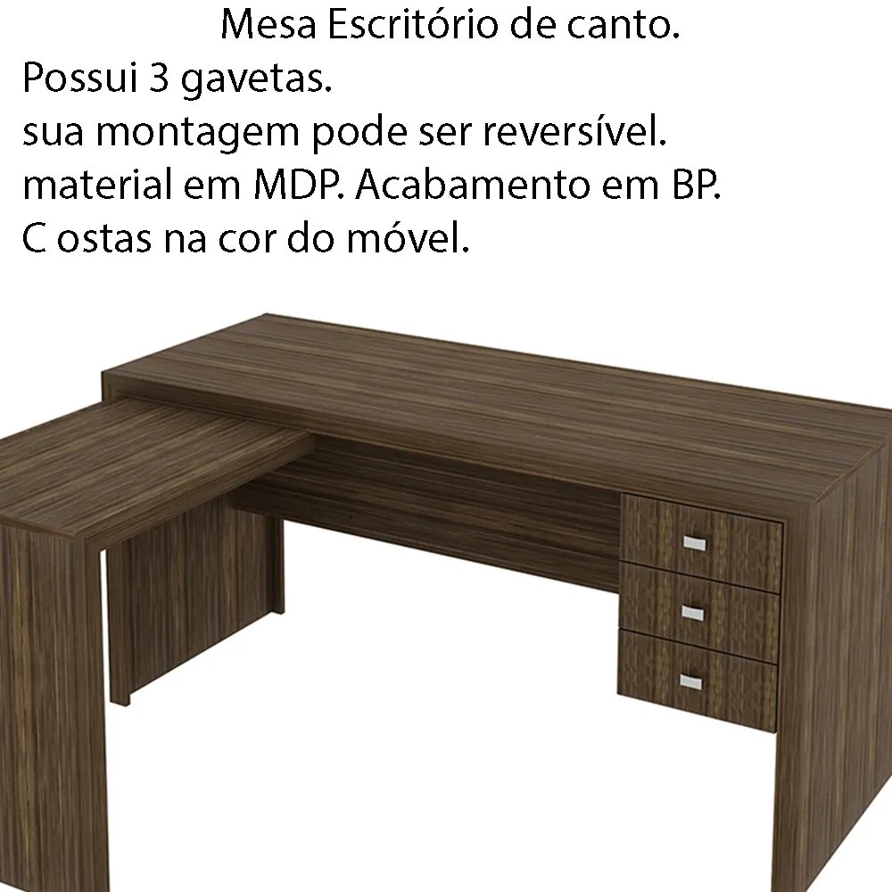 Mesa para Escritório Home Office ME4106 MDP Nogal G69 - Gran Belo