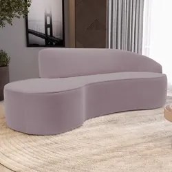 Sofá Living  3 Lugares 260cm Braço Direito Mozart D06 Veludo Rosê - Mp