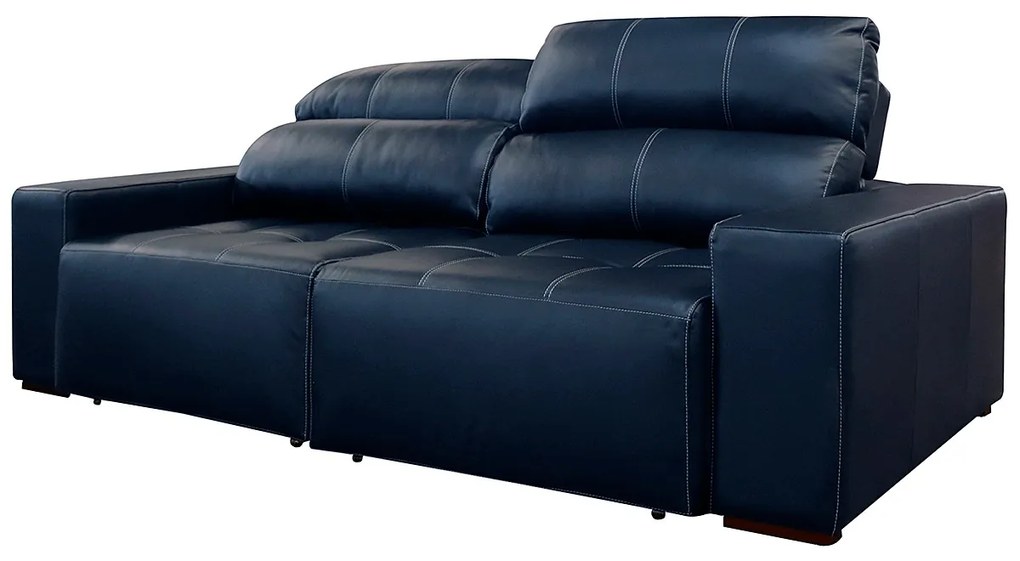 Sofá de Couro 2 Lugares Alabama 250cm USB M06 Cor Blue Bicolor 502 - ADJ DECOR