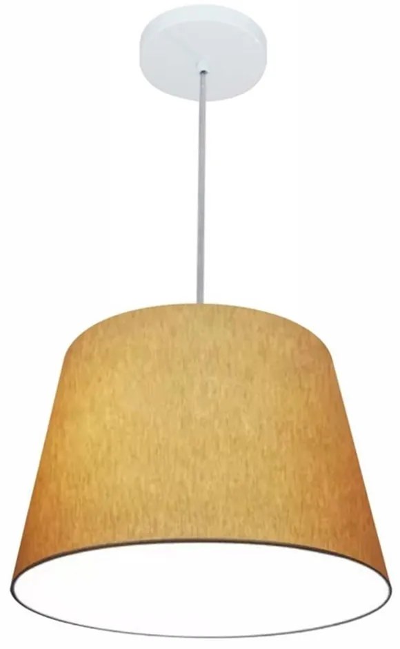 Lustre Pendente Cone Md-4155 Cúpula em Tecido 30/40x30cm Palha - Bivolt