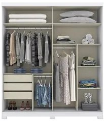 Guarda Roupa Solteiro Com Espelho 2 Portas Verg Flex Branco/Rosa Chá -