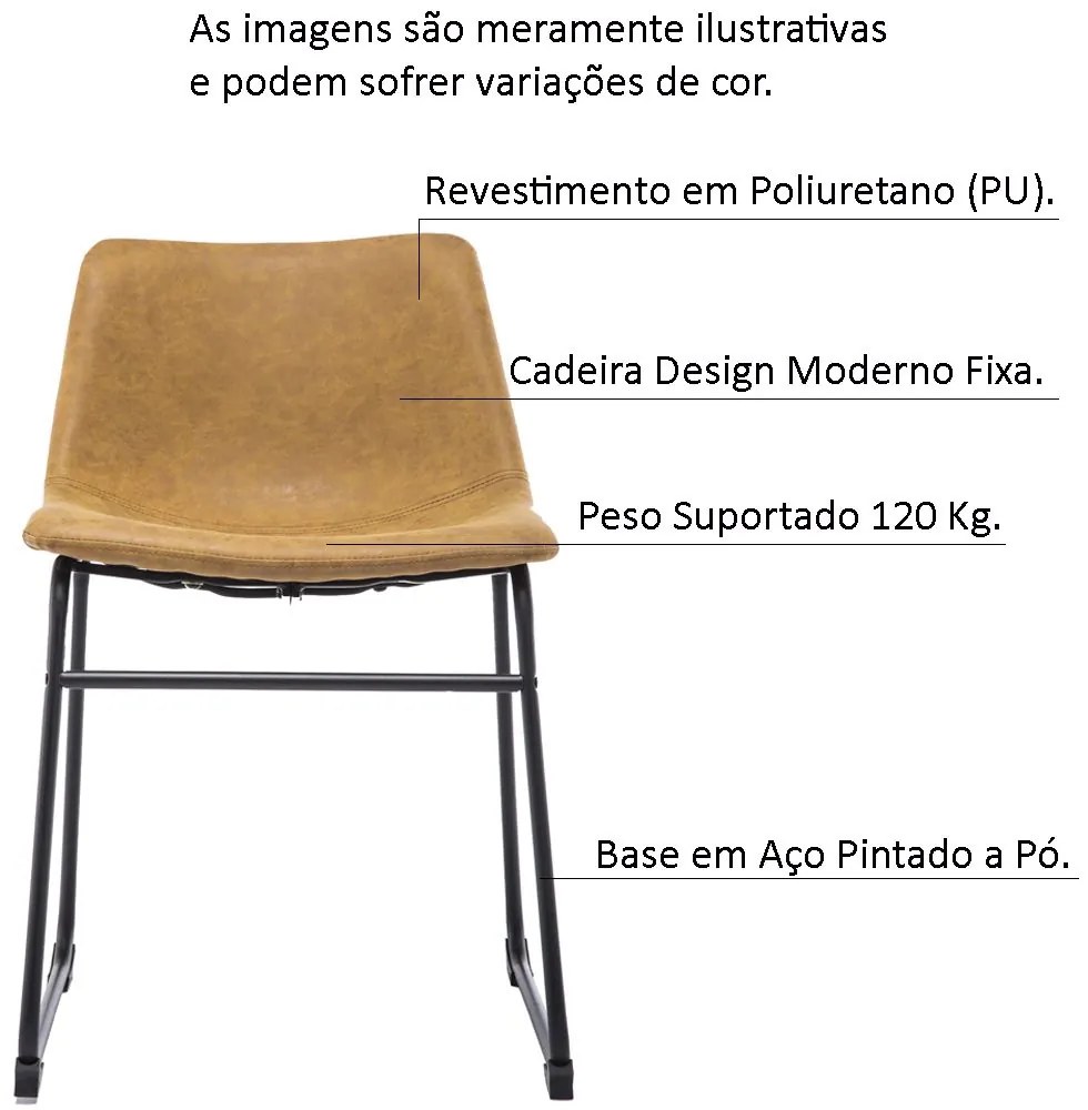 Cadeira Decorativa Sala de Estar Recepção Fixa Maia PU Sintético Caramelo G56 - Gran Belo
