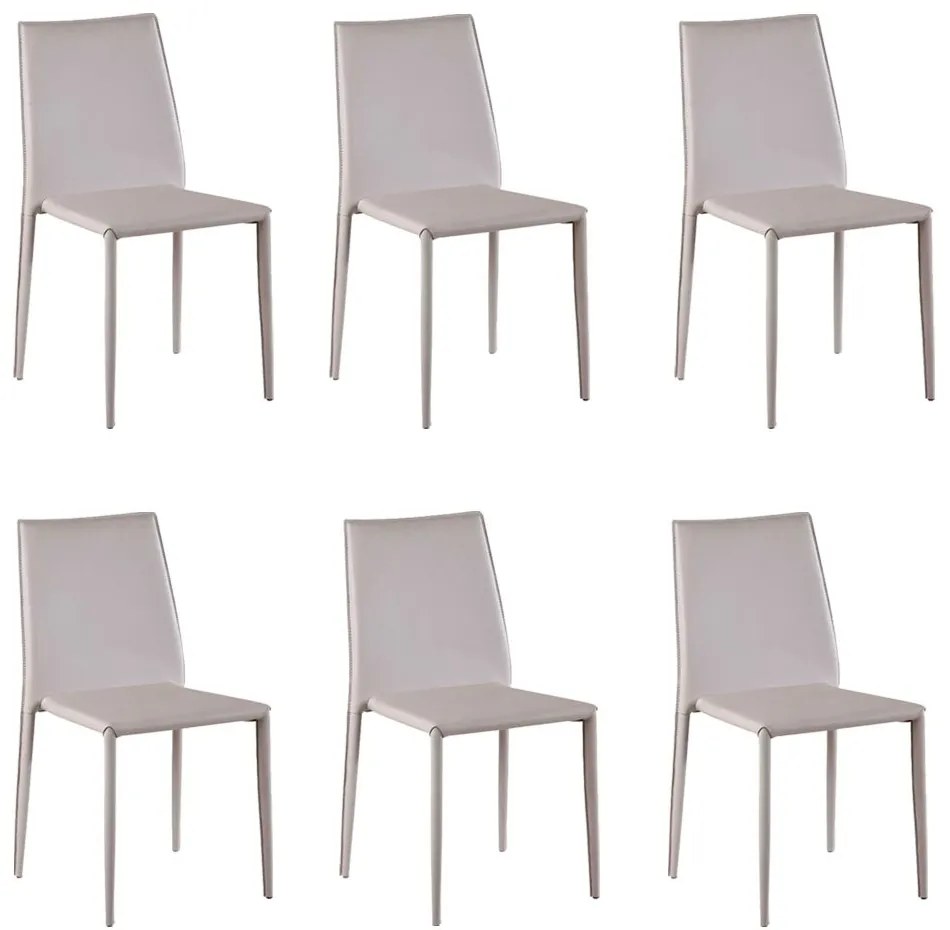 Kit 6 Cadeiras Decorativas Sala e Cozinha Karma PVC Nude G56 - Gran Belo