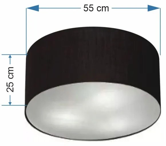 Plafon Cilíndrico Md-3058 Cúpula em Tecido 55x25cm Preto - Bivolt