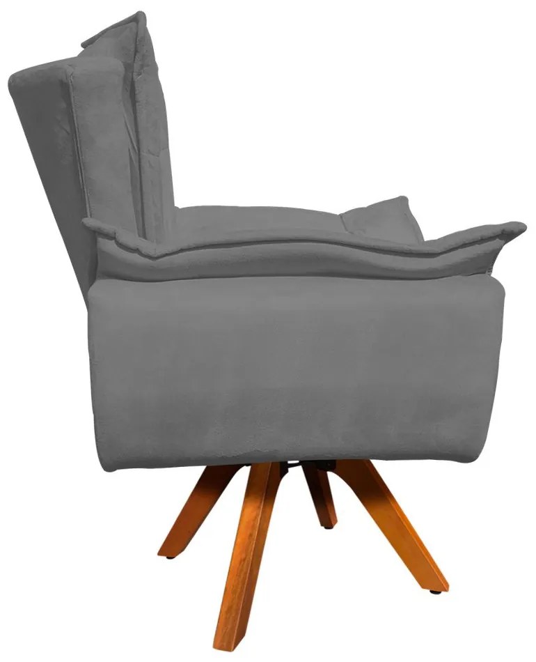 Poltrona Sala de Estar Giratória MM30 Opala Suede Grafite